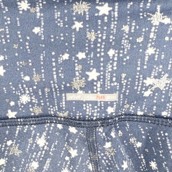 ✅ AERIE CHILL PLAY MOVE BLUE WITH SILVER STAR LEGGINGS SIZE X-SMALL - Picture 4 of 5